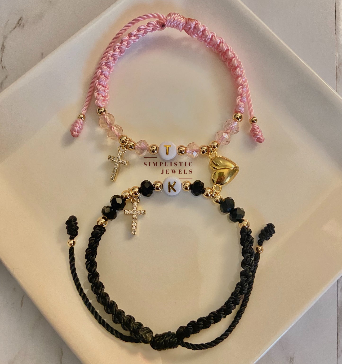 Cross & Heart Matching Bracelets